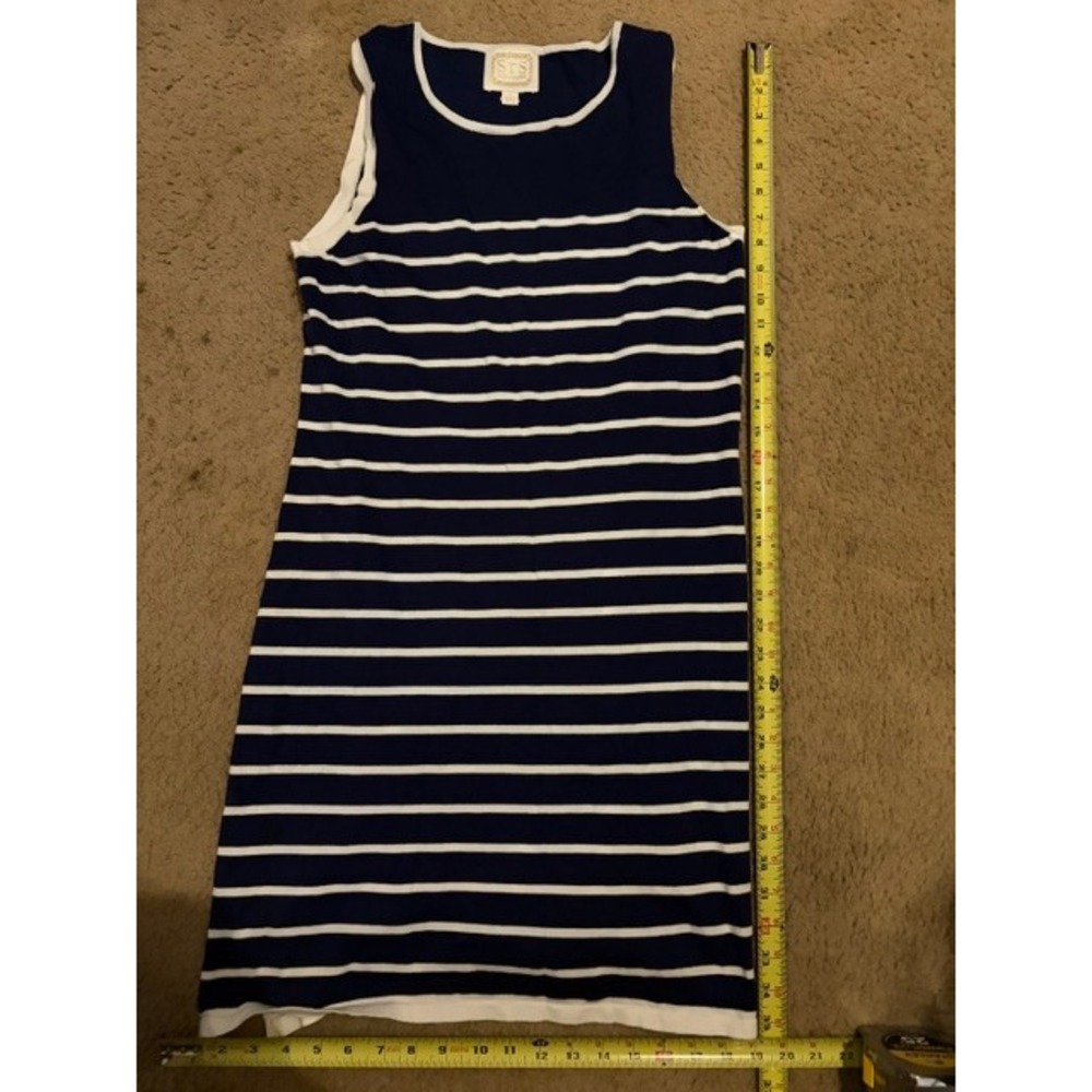 Sail to Sable Womens Navy White Striped Sleeveless Knit Dress Large STS T22-26